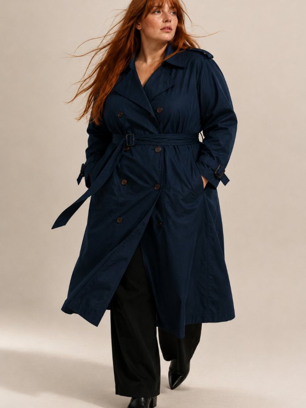London Fog Classic Navy Blue Trench Coat Maxi Vintage Quiet Luxury 16 1/2